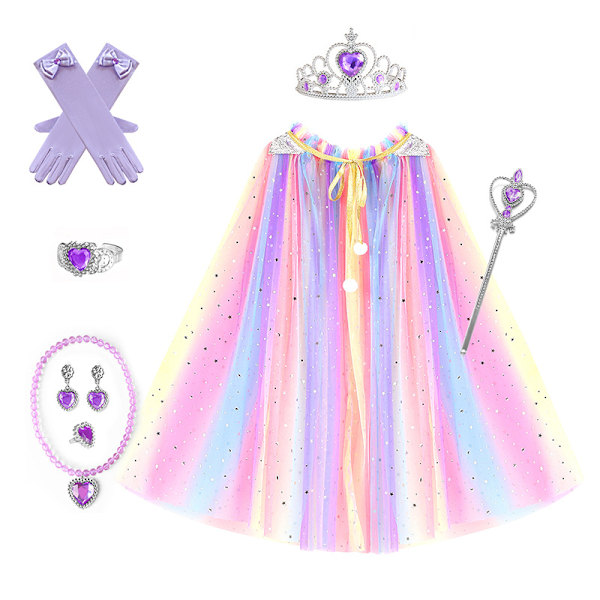 Prinsessklänning uppklädningsklänning cape set för flickor 3-8 år