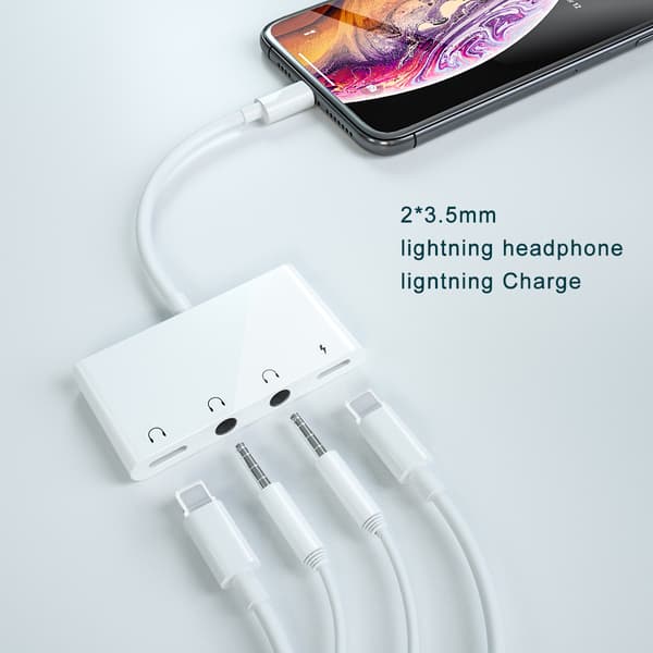Hovedtelefonadapter til iPhone, Lightning til 3,5 mm jackstik Dongle-adapter
