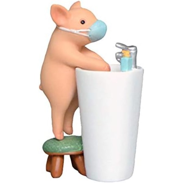 Miniatyr Fairy Toilet Figurine - Wash Pig Hand Figurine