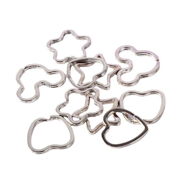 Hjärtformad delad ring - Set om 10, karbinhake nyckelring