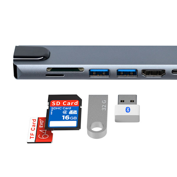 Type-C udvidelsesdock hub 8 i 1 hub multifunktionel bærbar exten