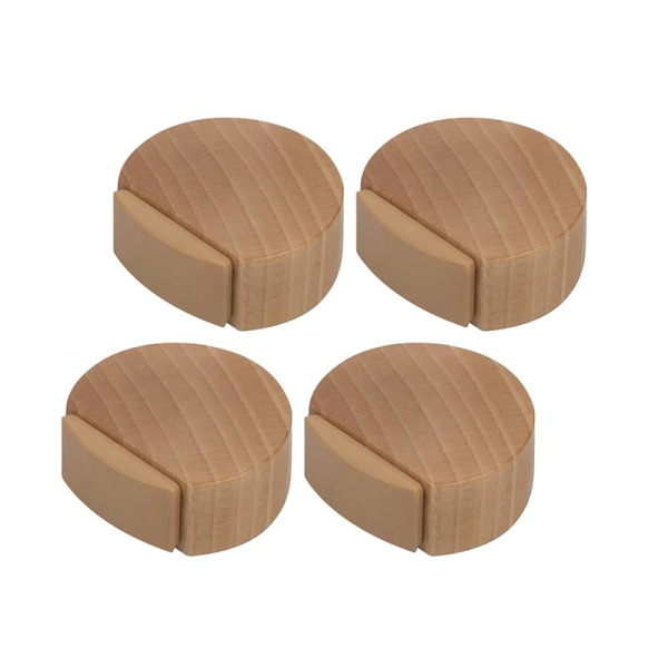 4 Pcs Door Stops - Wooden Adhesive Door Stopper for Flooring and