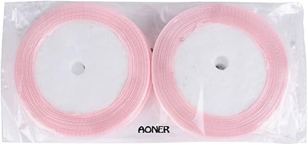 (88M*10MM) 4 ruller lys rosa satengbånd