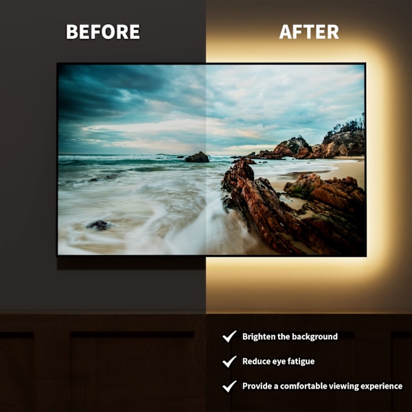 LED-remsa 5V USB LED-lampor Display Skåpsbelysning COB LED-remsa 6500K vitt ljus 5M