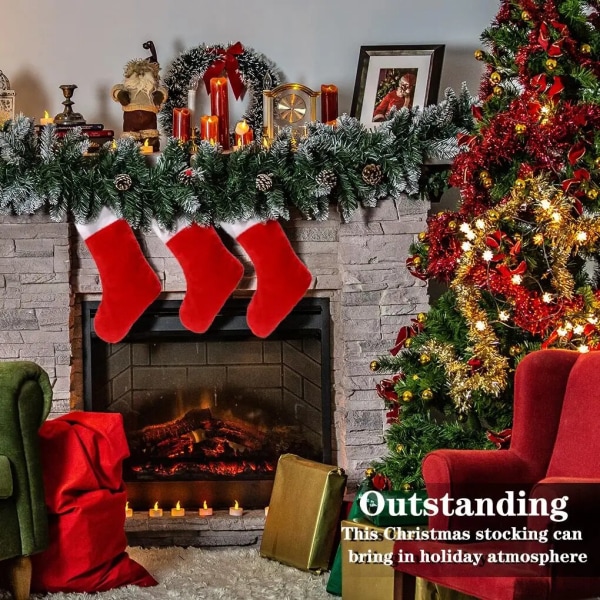 10 st röda julstrumpor i filt, kreativa julstrumpor för godis