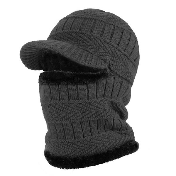 Vinter Stickade Mössor, Herr Fleece Tjockade Ull Mössor, Halsduk, Han