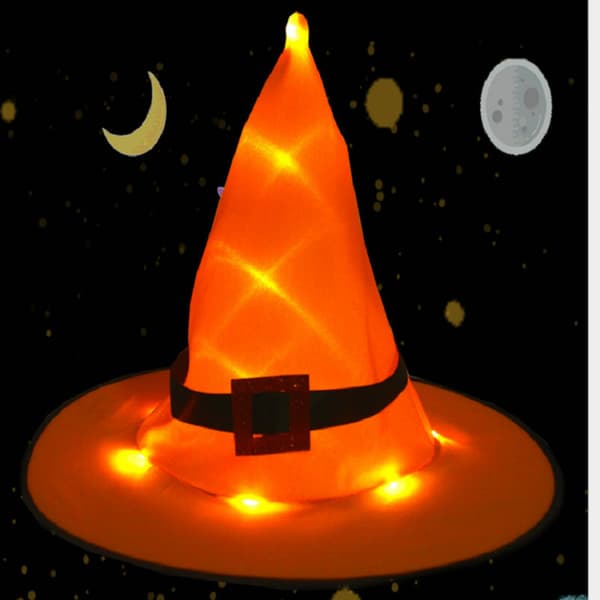 2 stk Halloween Glow Witch Hat Cosplay Orange Witch Hat med C