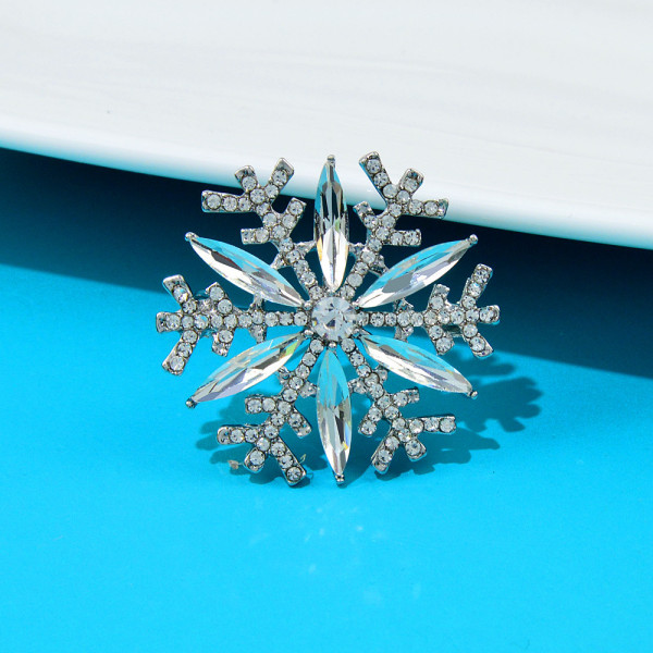 Österrikisk kristall vinter art déco snöflinga blomma brosch