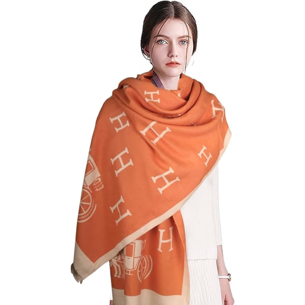 Oransje skjerf for kvinner Pashmina Silky Shawl Wrap for Evening D