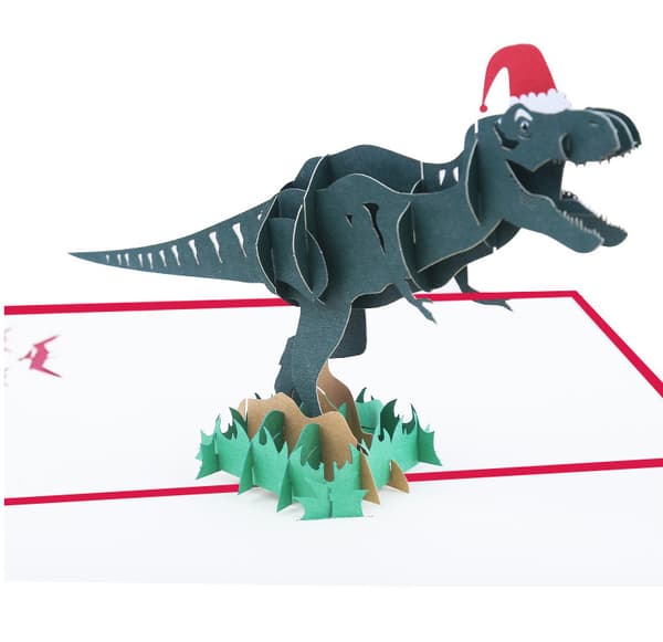 5 Julehilsner Jule Dinosaur 3D Hilsner Kort P