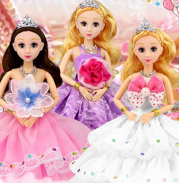 Barbie docka kostym presentset prinsessa bröllopsklänning barnleksak docka