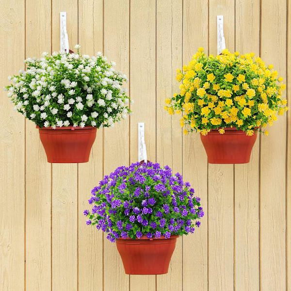 6 buketter med kunstige blomster utendørs falske blomster for dekor