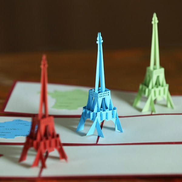 6PCS Pop Up Card "Paris Eiffel Tower - Voucher, Bon Voyage Paris