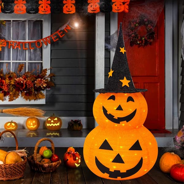 Halloween Dekorationer, 3ft Sammenklappelig Pop-Up Græskar, Forbelyst 5