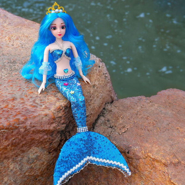 Blå Lejiafen Tongle sjöjungfru prinsessan docka Barn Flickor Leksaker