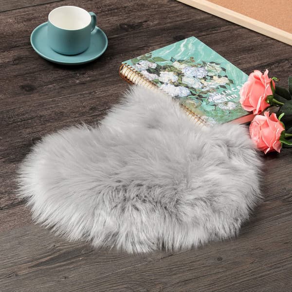 2 stk. Fluffy Faux Fluffy Tæpper Fluffy Hjerteformede Områdetæpper B