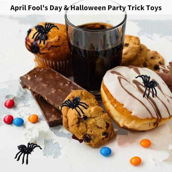 100 stk 2,2 cm sorte plast edderkopp leketøy Halloween morsom spøk