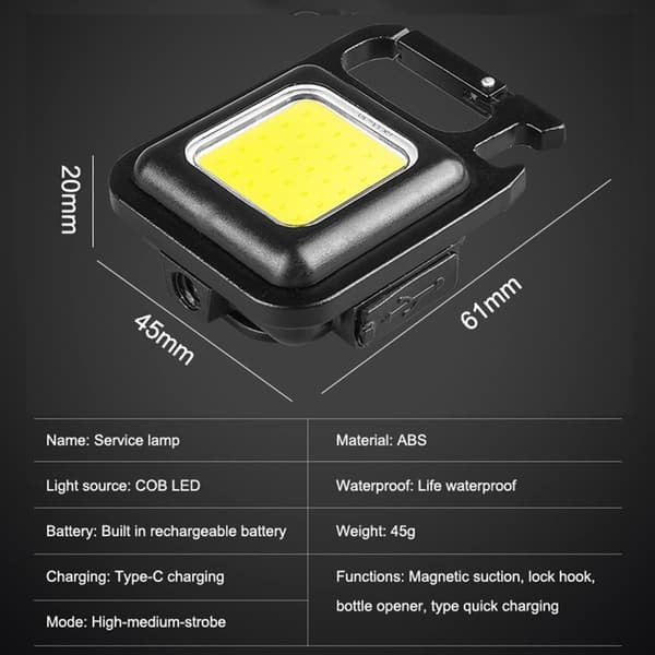 2 Mini LED-lommelykter, 2 PC arbeidslys oppladbare 800 lumen