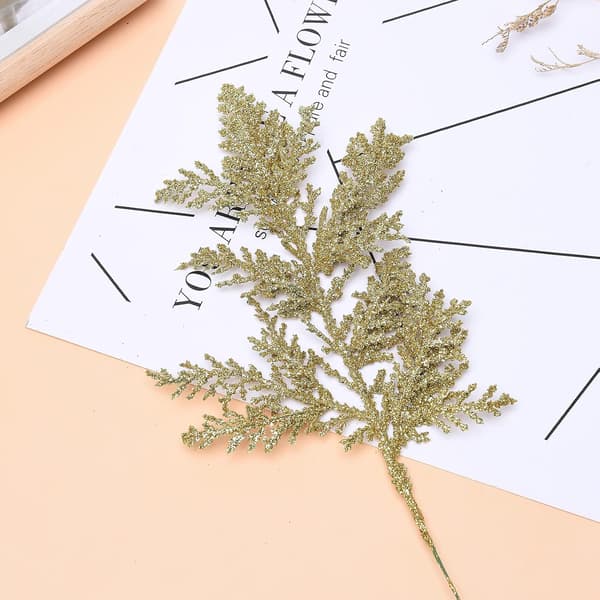 10 stk. glitrende kunstige juleblade, DIY juletræ