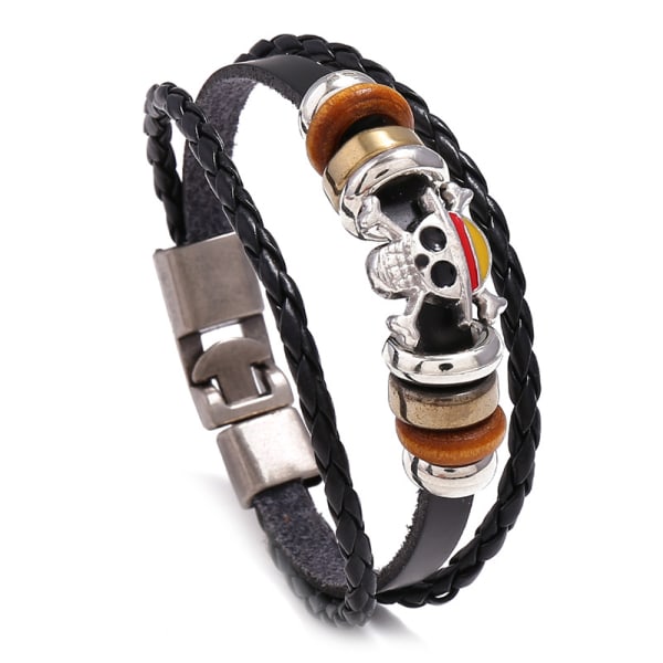 Punk flätat kohudläderarmband flätat enkelt flerskikts spöke h