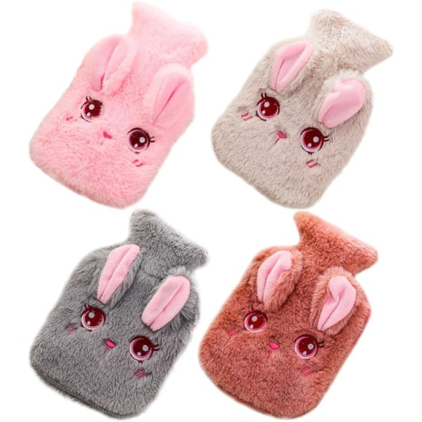 4 Pack Hot Water Bottle with Cartoon Plush Protective Cover with