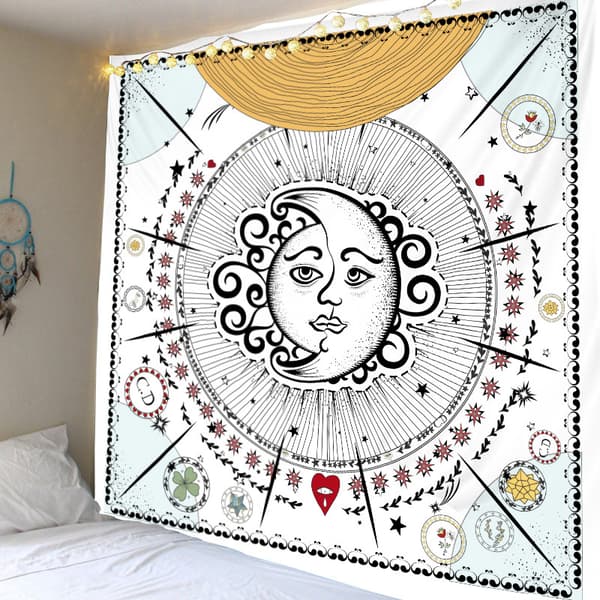 Tarot Brand Tapestry Sol og Måne Kombinasjon Romdekorasjon Ba