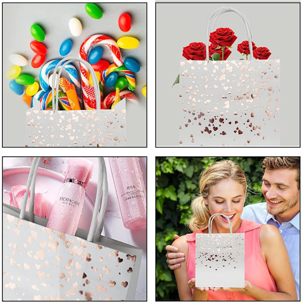 15 stk Kraft-pose (rose gull), gavepose i papir, kraftpose med