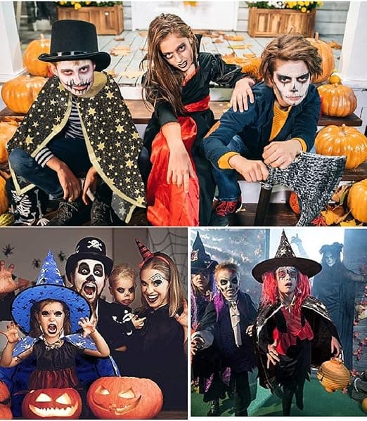 Børns Halloween-kostume, græskar, slikpose, troldmandsheksekappe