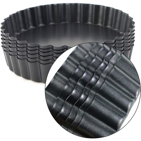 Set med 6 quicheformar, non-stick, räfflad botten, minipieformar, 5