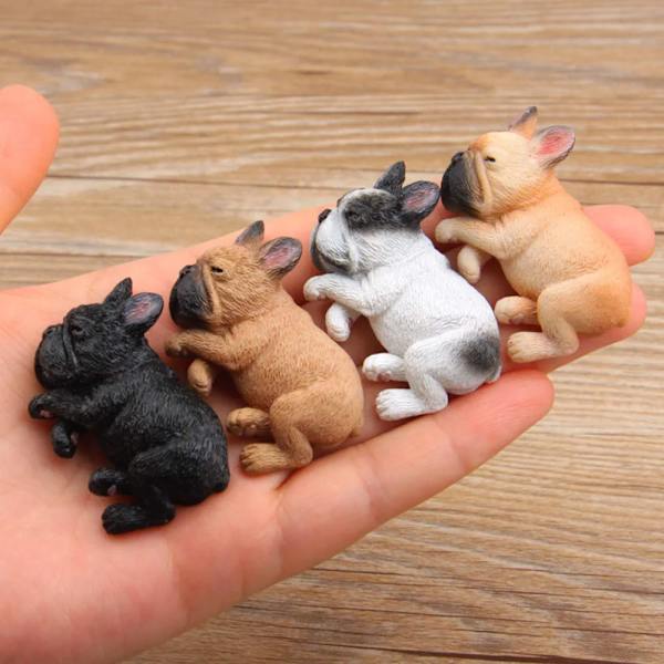 4-pack magnetiska kylskåpsmagneter 3D sovande fransk bulldog kylskåp