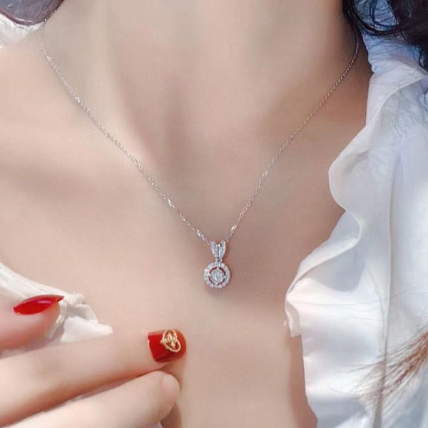 Underbara kvinnor smycken Cubic Zirconia Silver Halsband Hänge Vi