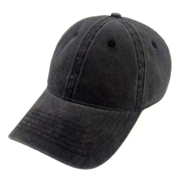Justerbar vintage tvättad cap i bomull Black