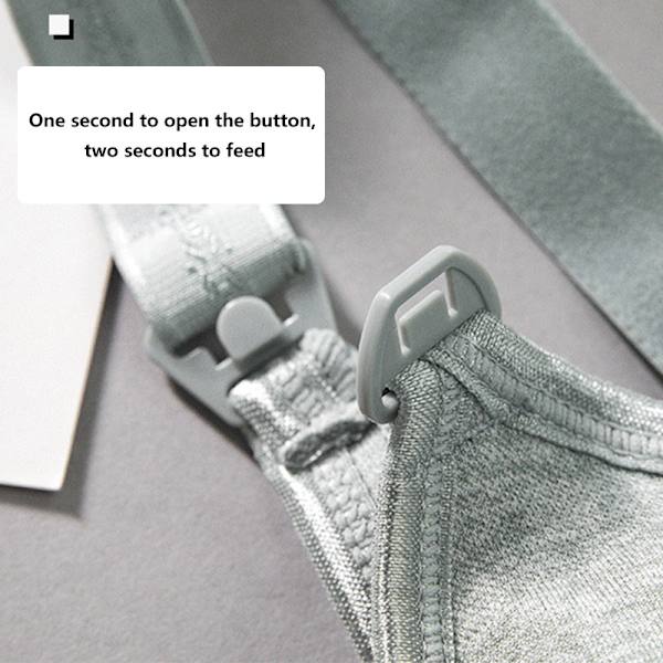 Maternity front open buckle plus size amme BH - Mørkegrå XXL