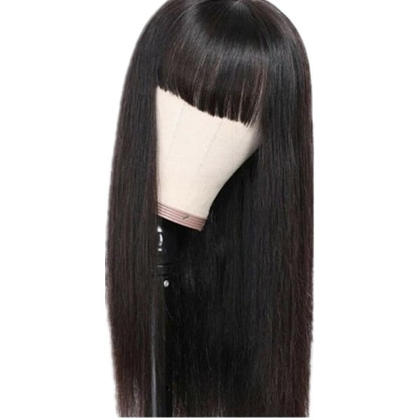 Peruk med långt rakt hår för svarta kvinnor New Air Liu Hai (65 cm)