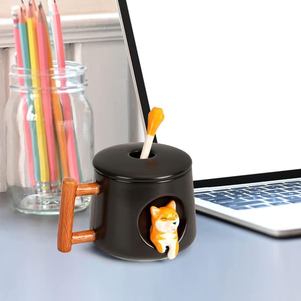 Söt keramisk kaffemugg, 3D-djurmönstrad mugg för te, juice, M