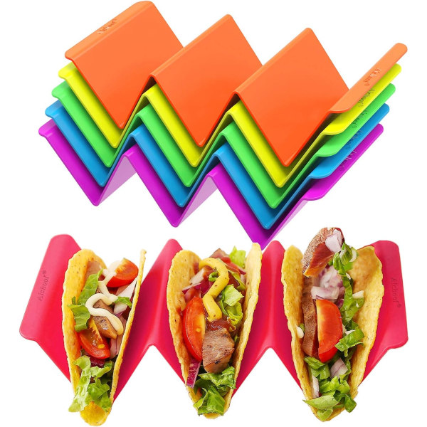 Set med 6 färgglada tacohållare - Premium stora tacotallrikar håller