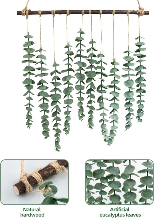Kunstig eukalyptus plante veggdekor falske eukalyptusblader Gr