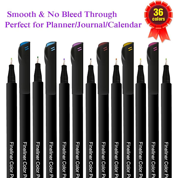 Farvede fineliner-tuscher, tegnepenne 36pcs