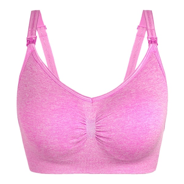 Maternity front open buckle plus size nursing bra - Heather Pink