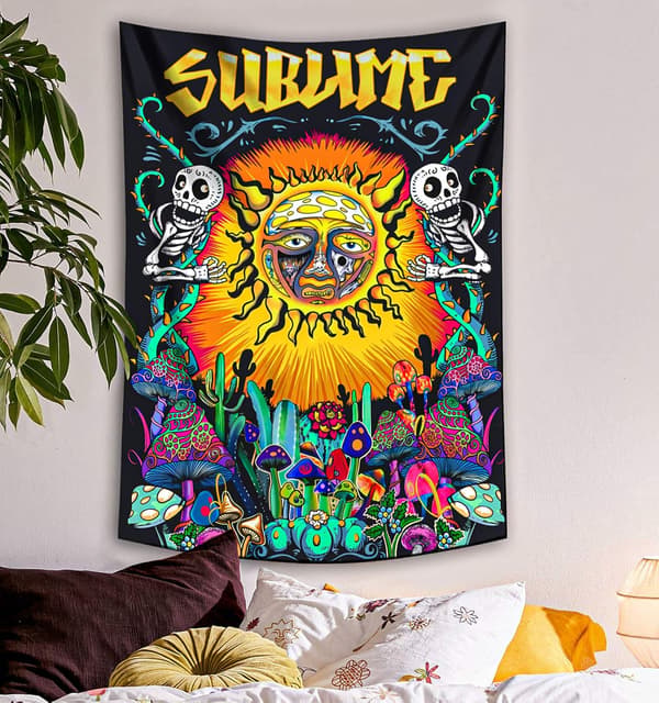 Trippy Sublime Sun -seinävaate, värikäs pystysuora Hipp