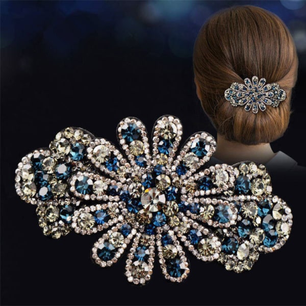 Kristallblomma Barrette Kvinnor Hårklämma Rhinestone Hårnål Flicka