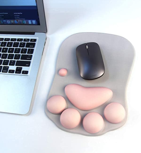 Søt kattepote musematte med gel håndleddsstøtte - Ergonomisk S