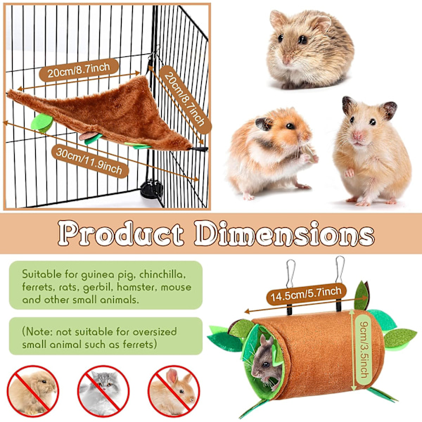 2 små dyrehammocker, hamsterhammocker, jungelhammocker, brann