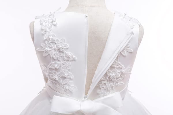 Flickor Spets Brudtärneklänning Blomster Barn Bröllopsbalklänning Småbarn Prinsess Tävlingsaftonklänningar White 140CM/7-8years
