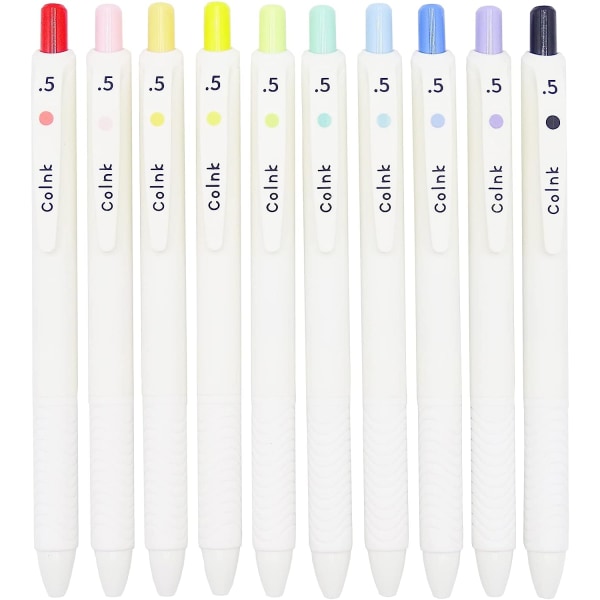 0,5 mm Fine Tip Color Gel-pennor, Soft Touch, Infällbar White Wri