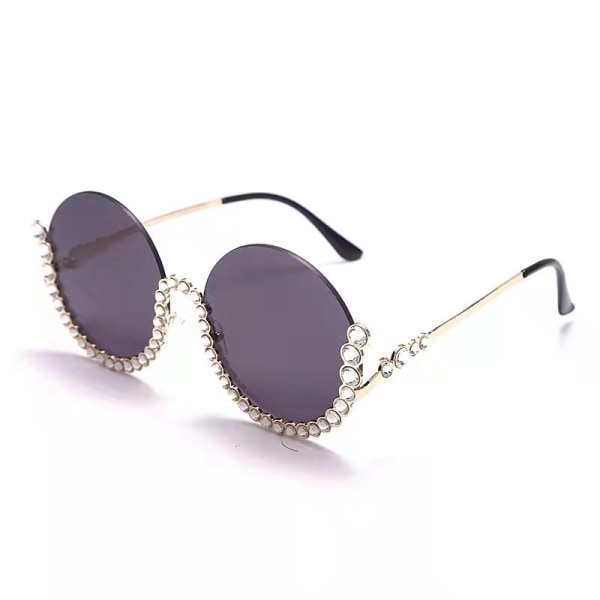 Festival Gem Sunnies Oversized Shiny Round Rhinestone Solbriller