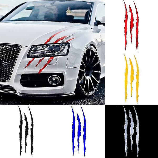 5 stk. Autoklistermærker, Monster Claw Scratch Stripe Marks Refl