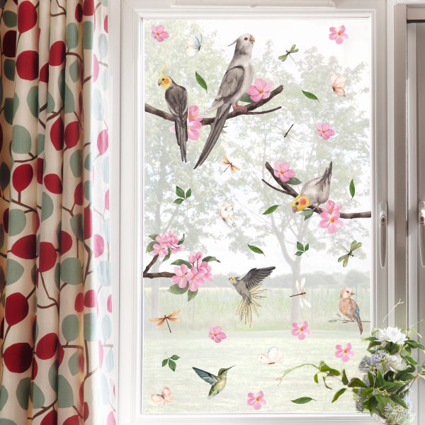 Fönsterklistermärken - 2 fantastiska Birdie-grenmönster dekorativa St