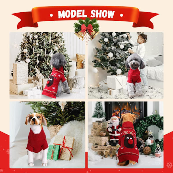 Grim Julehund Sweater Rød Juleferie Kæledyr Sweater, Rød Bla