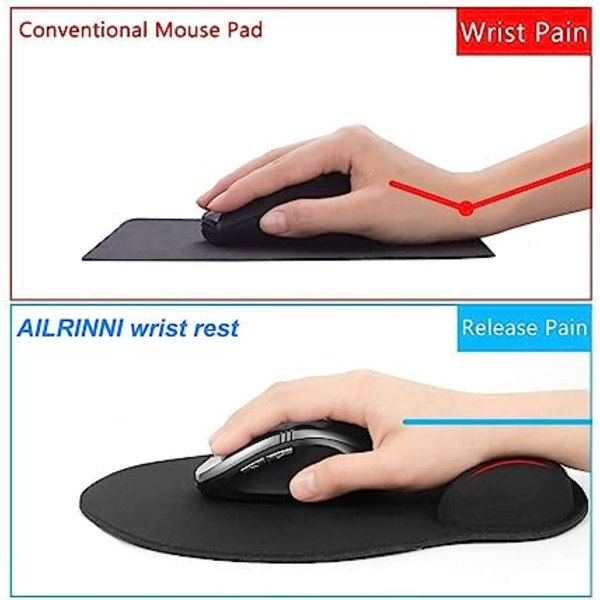 Ergonomisk musematte - Gamer musematte med gel håndleddstøtte